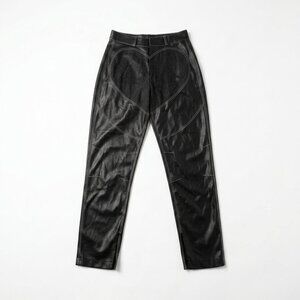 Maniere De Voir Heart Vegan Leather Pants - Black Denim Patchwork Size 8